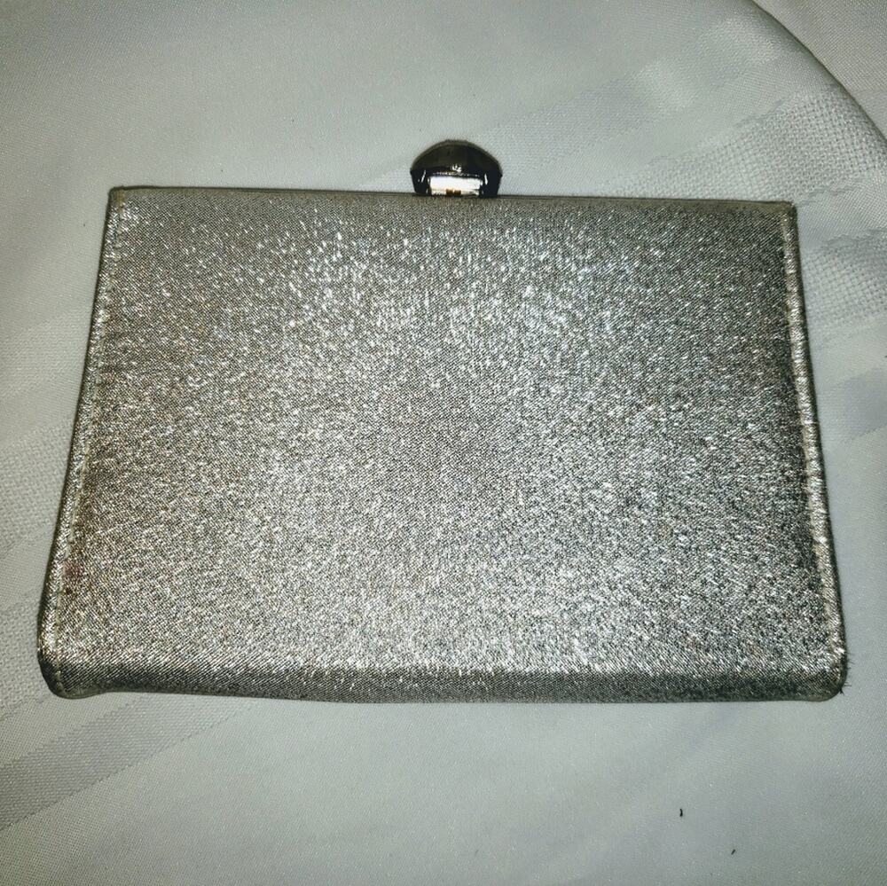 VINTAGE silver clutch purse with chain EUC